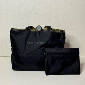 VTG POLO SPORT RALPH LAUREN Small Black Hand Bag Tote w/ID Case Reservable